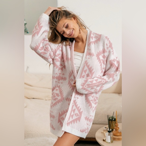 BiBi Aztec Pattern Open Front Cardigan - Picture 9 of 13